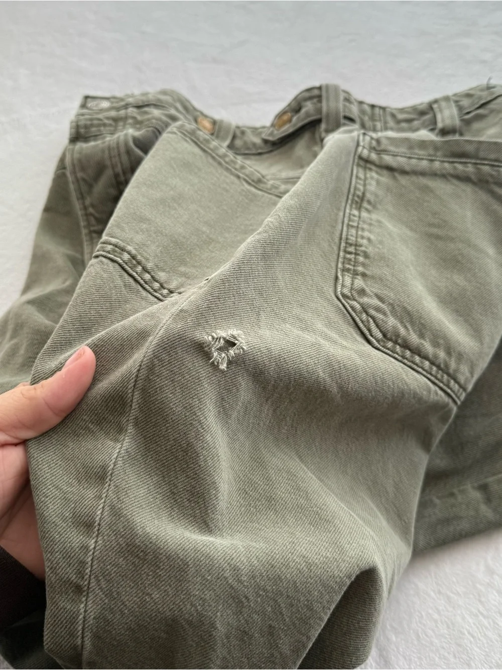 Free People Palmer Wide Leg Cuffed Jean Size 31 Green Wash